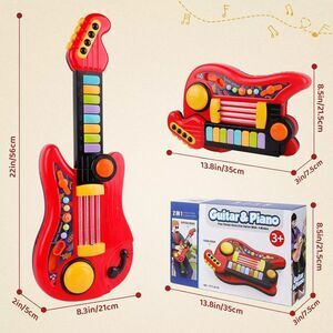 2 In 1 Electric Kids Guitar Foldable Toy Guitar Piano Beginners in Pink